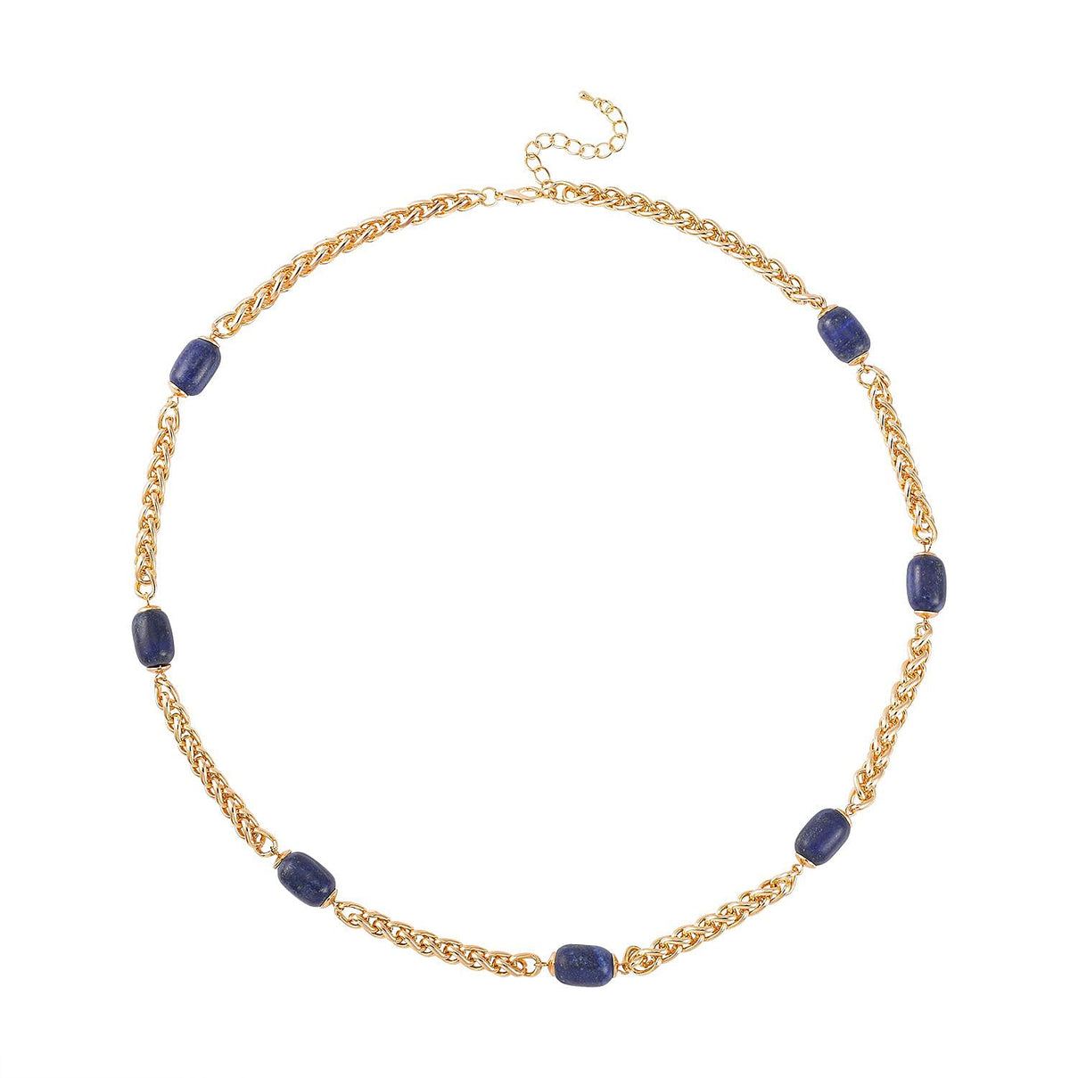 Spiga Link Lapis Lazuli Station Necklace (Size 24) 30.00 Ct. 7548795 0
