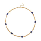 Spiga Link Lapis Lazuli Station Necklace (Size 24) 30.00 Ct.