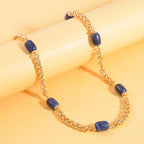 Spiga Link Lapis Lazuli Station Necklace (Size 24) 30.00 Ct.