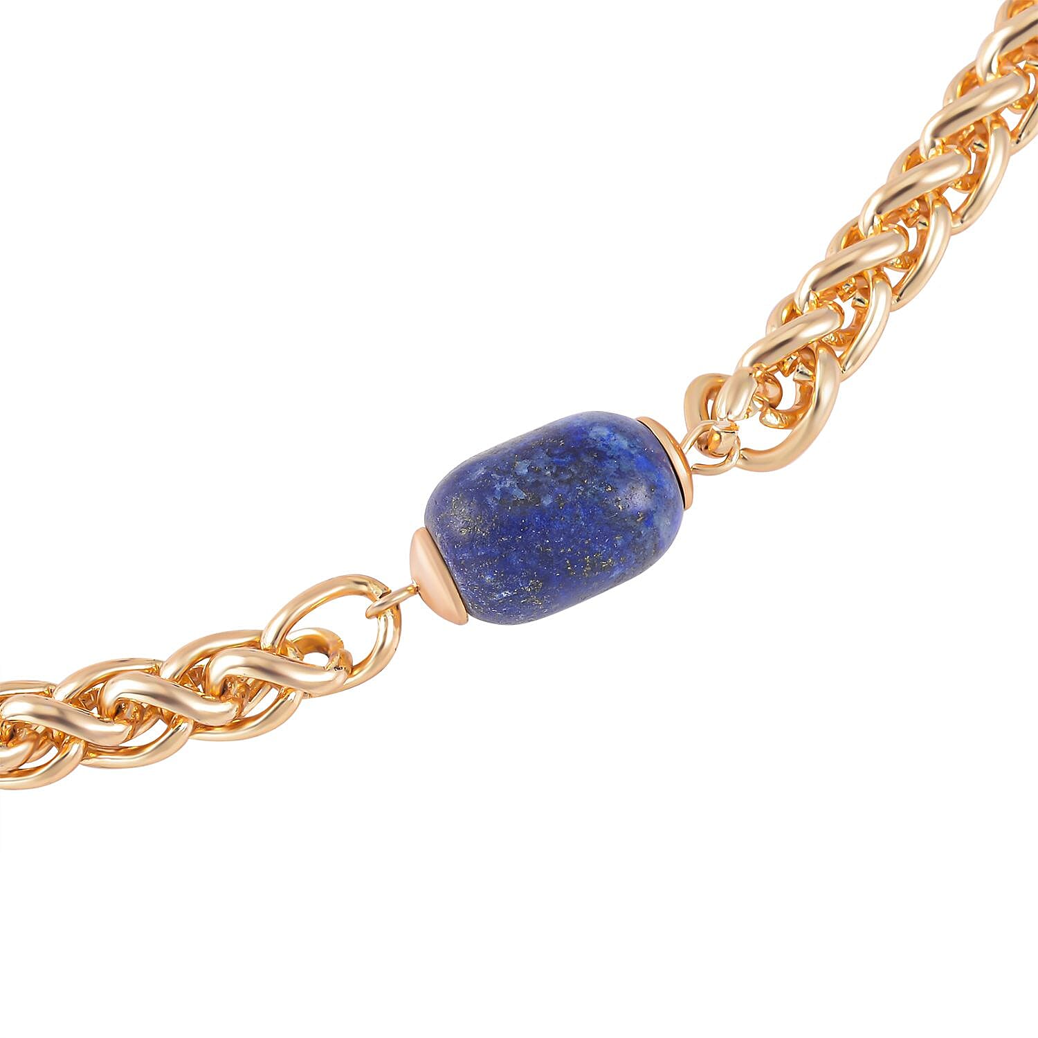 Spiga Link Lapis Lazuli Station Necklace (Size 24) 30.00 Ct. 7548795 2