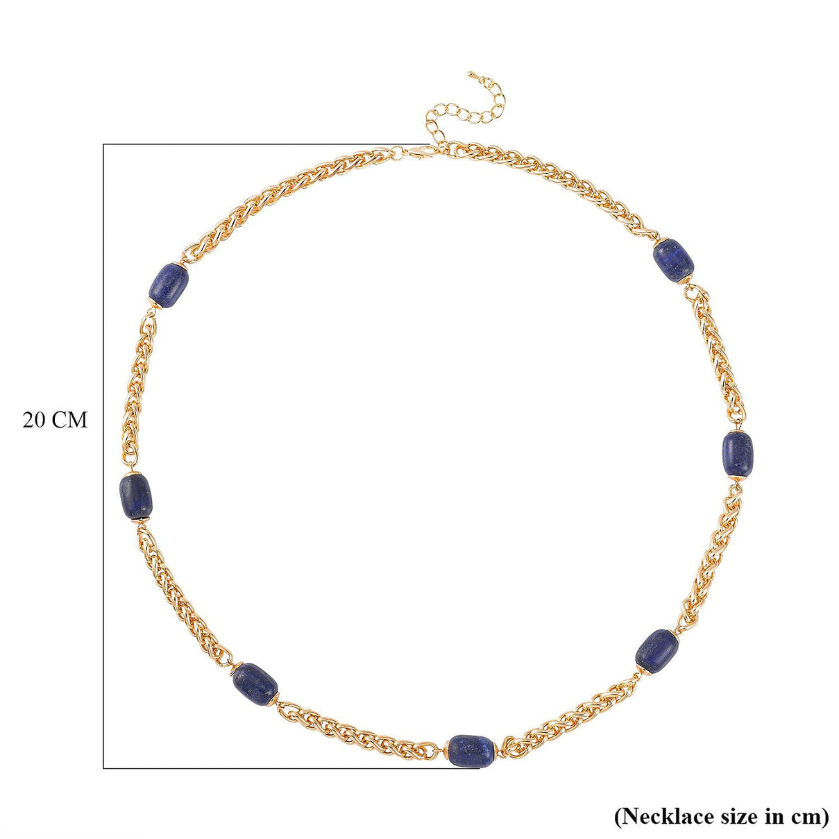 Spiga Link Lapis Lazuli Station Necklace (Size 24) 30.00 Ct. 7548795 4