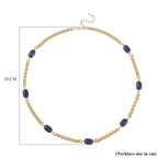 Spiga Link Lapis Lazuli Station Necklace (Size 24) 30.00 Ct.