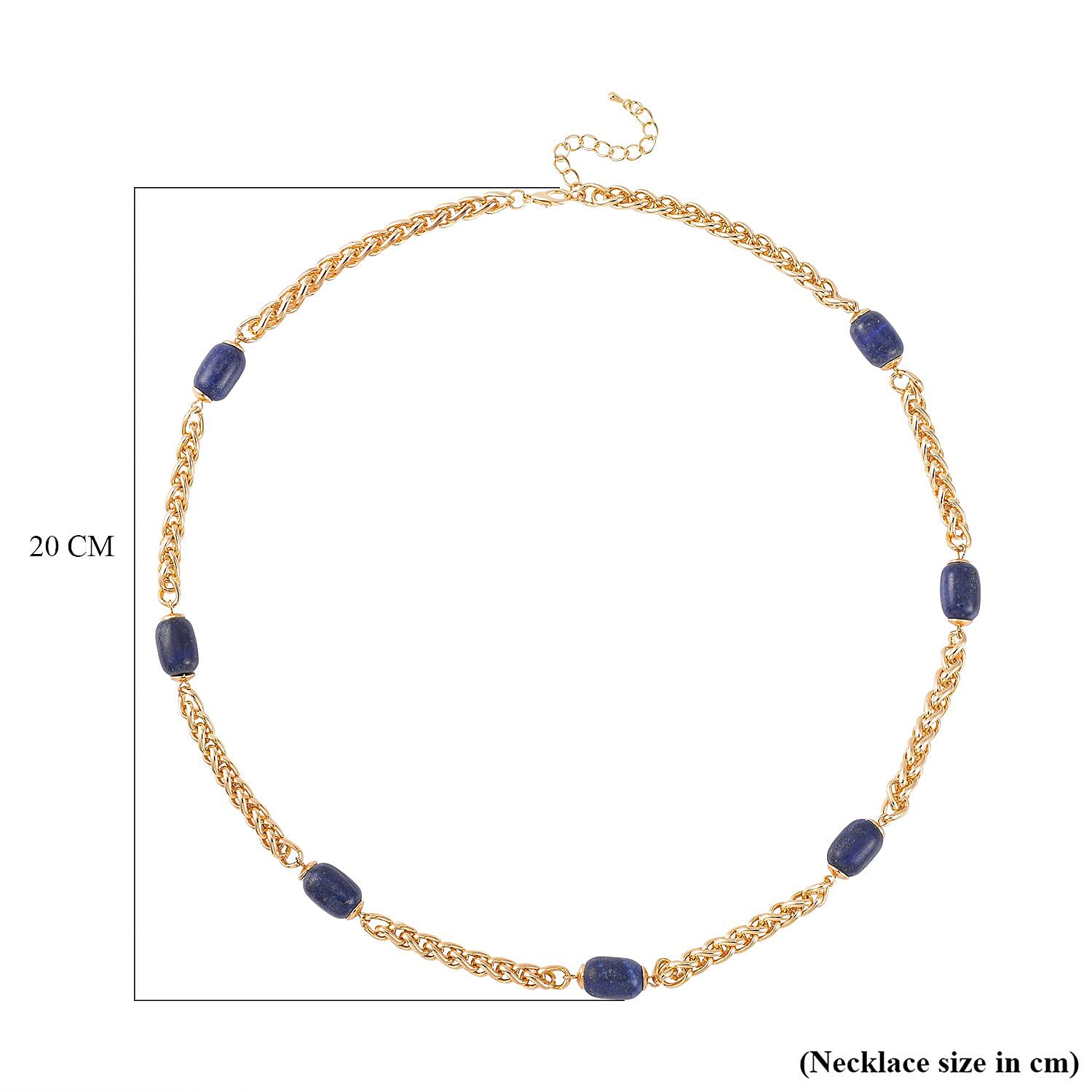 Spiga Link Lapis Lazuli Station Necklace (Size 24) 30.00 Ct. 7548795 4