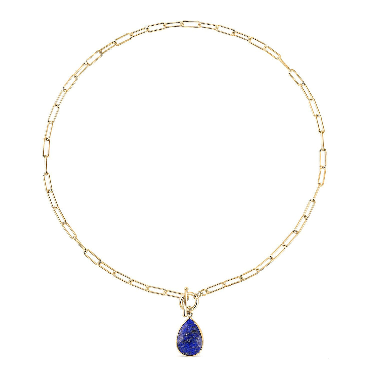 Designer Inspired Paper Clip Link Lapis Lazuli Necklace (Size - 24)  22.00 Ct. 7548869 0
