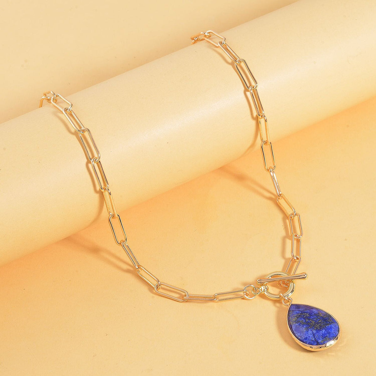 Designer Inspired Paper Clip Link Lapis Lazuli Necklace (Size - 24)  22.00 Ct. 7548869 1