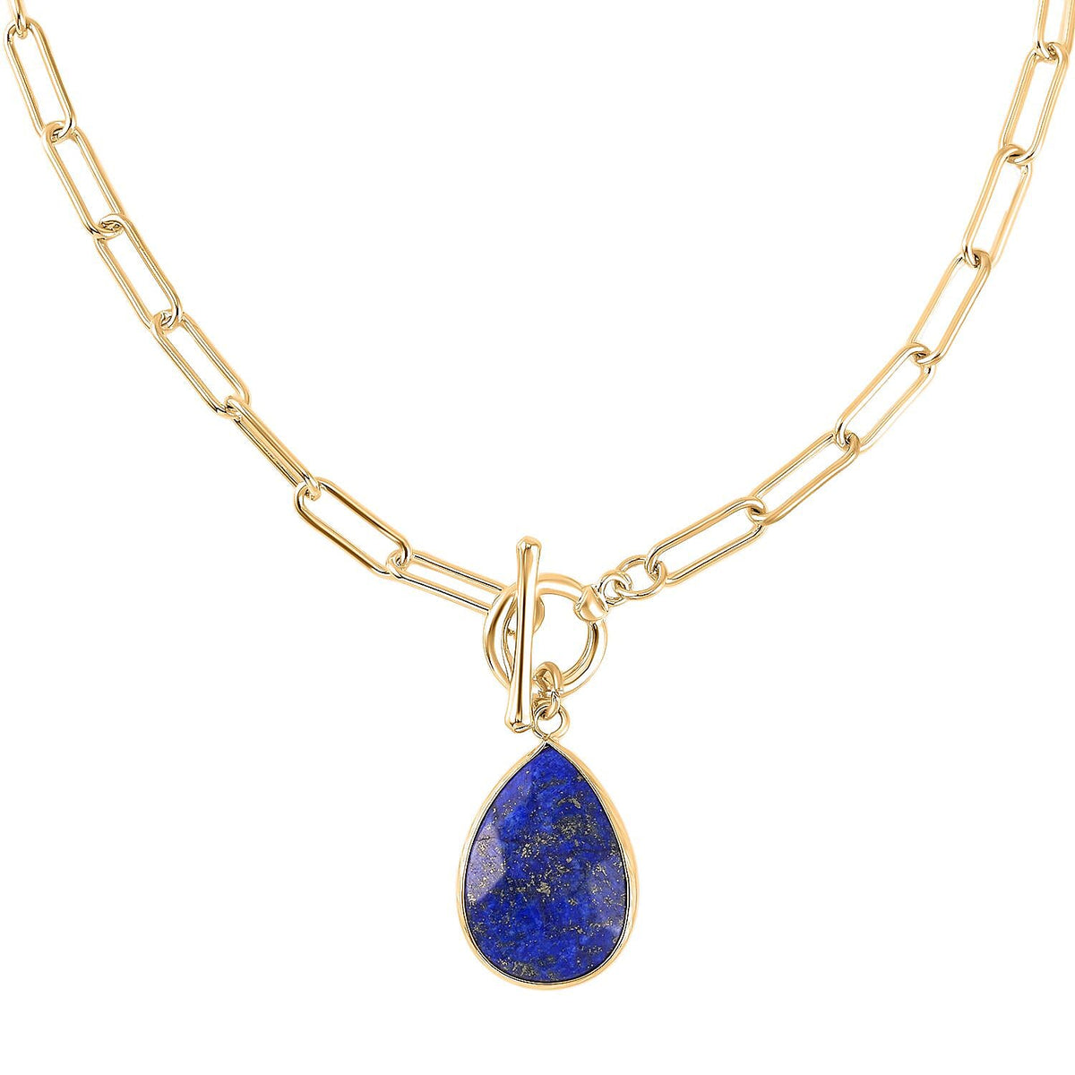 Designer Inspired Paper Clip Link Lapis Lazuli Necklace (Size - 24)  22.00 Ct. 7548869 2