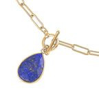 Designer Inspired Paper Clip Link Lapis Lazuli Necklace (Size - 24)  22.00 Ct.