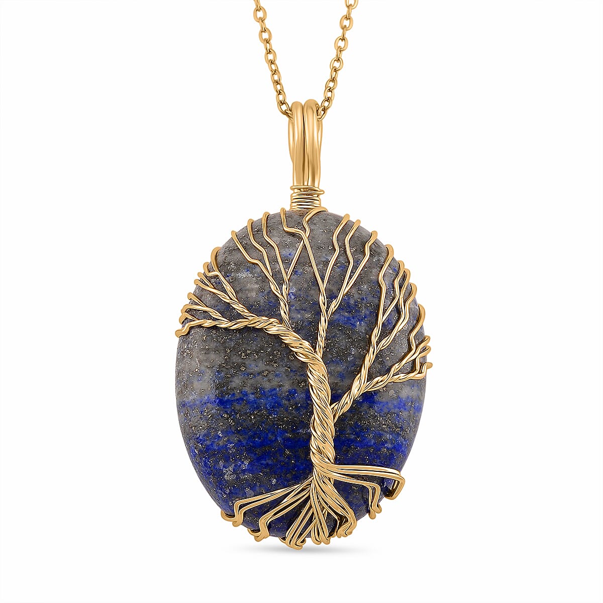 Lapis Lazuli Oval Ethereal Tree of Life Pendant with Chain (Size 20 - 2 Ext)  20.00 Ct. 4426054 0