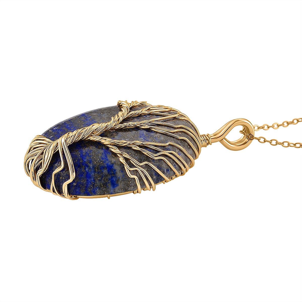 Lapis Lazuli Oval Ethereal Tree of Life Pendant with Chain (Size 20 - 2 Ext)  20.00 Ct. 4426054 4