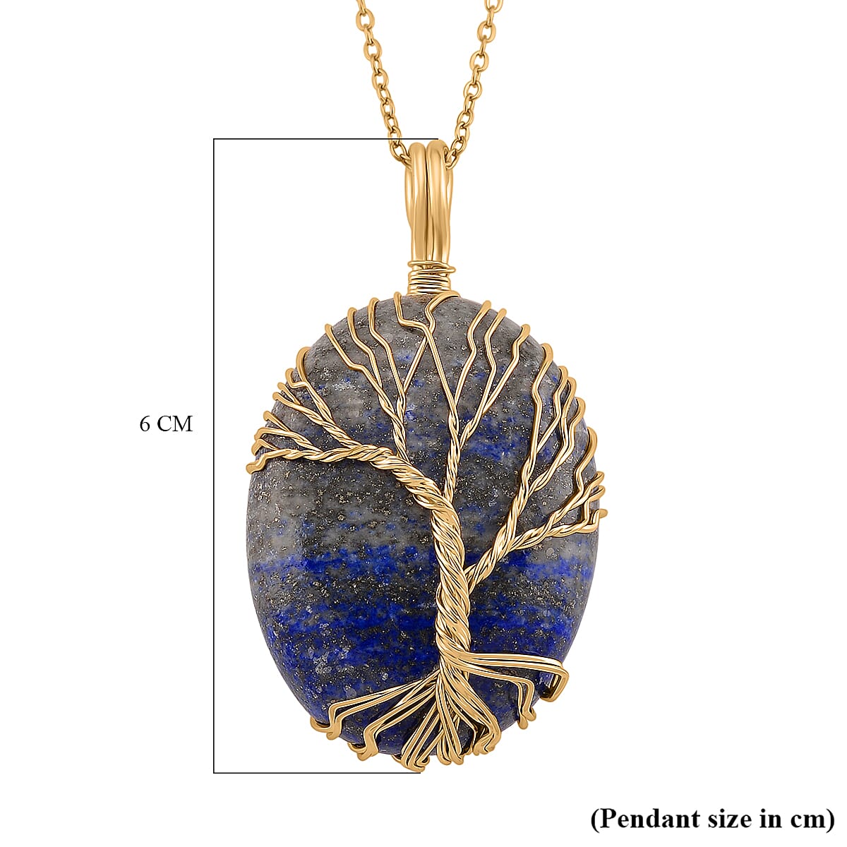 Lapis Lazuli Oval Ethereal Tree of Life Pendant with Chain (Size 20 - 2 Ext)  20.00 Ct. 4426054 7