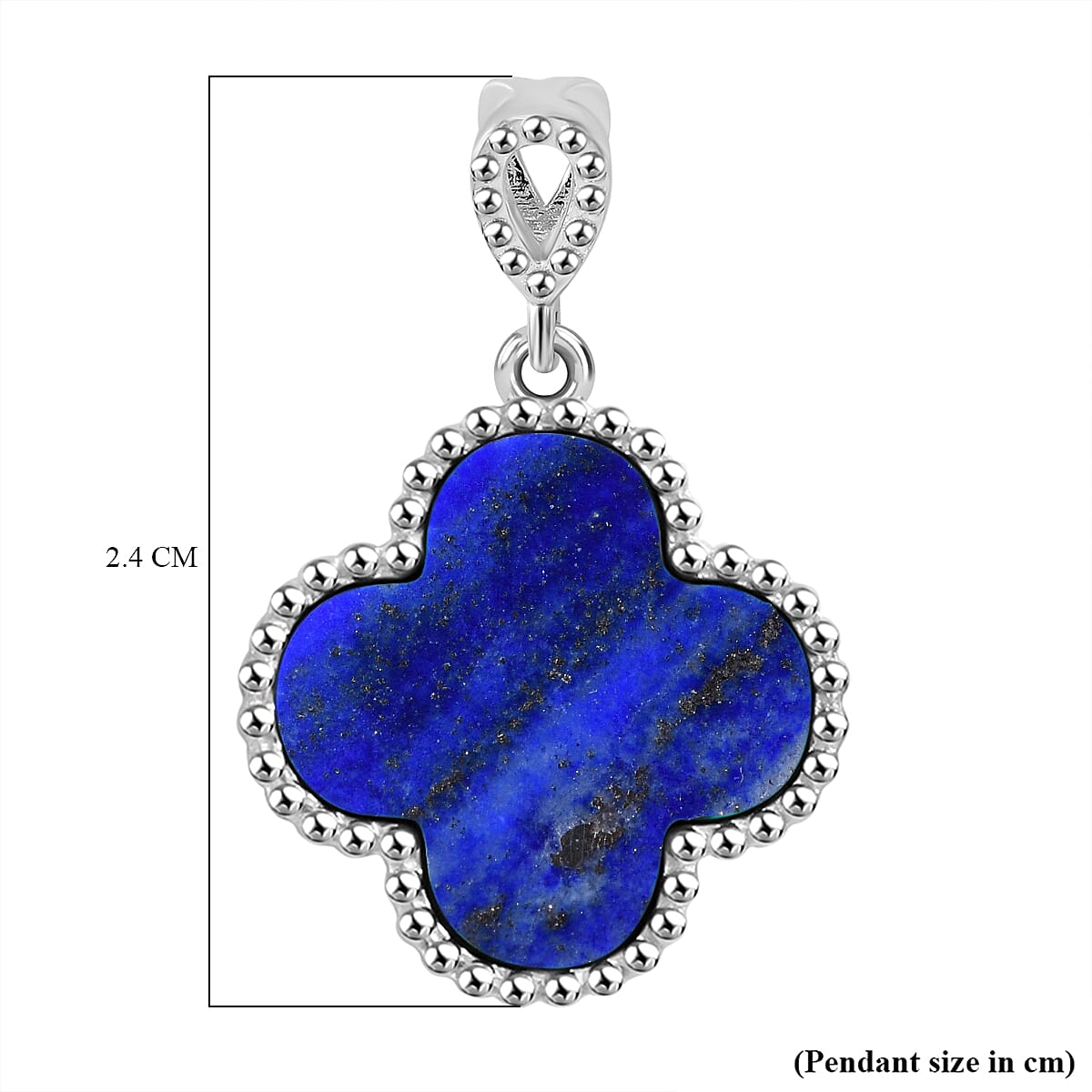 Designer Inspired Lapis Lazuli Clover Pendant in Rhodium Overlay Sterling Silver 7813867 5