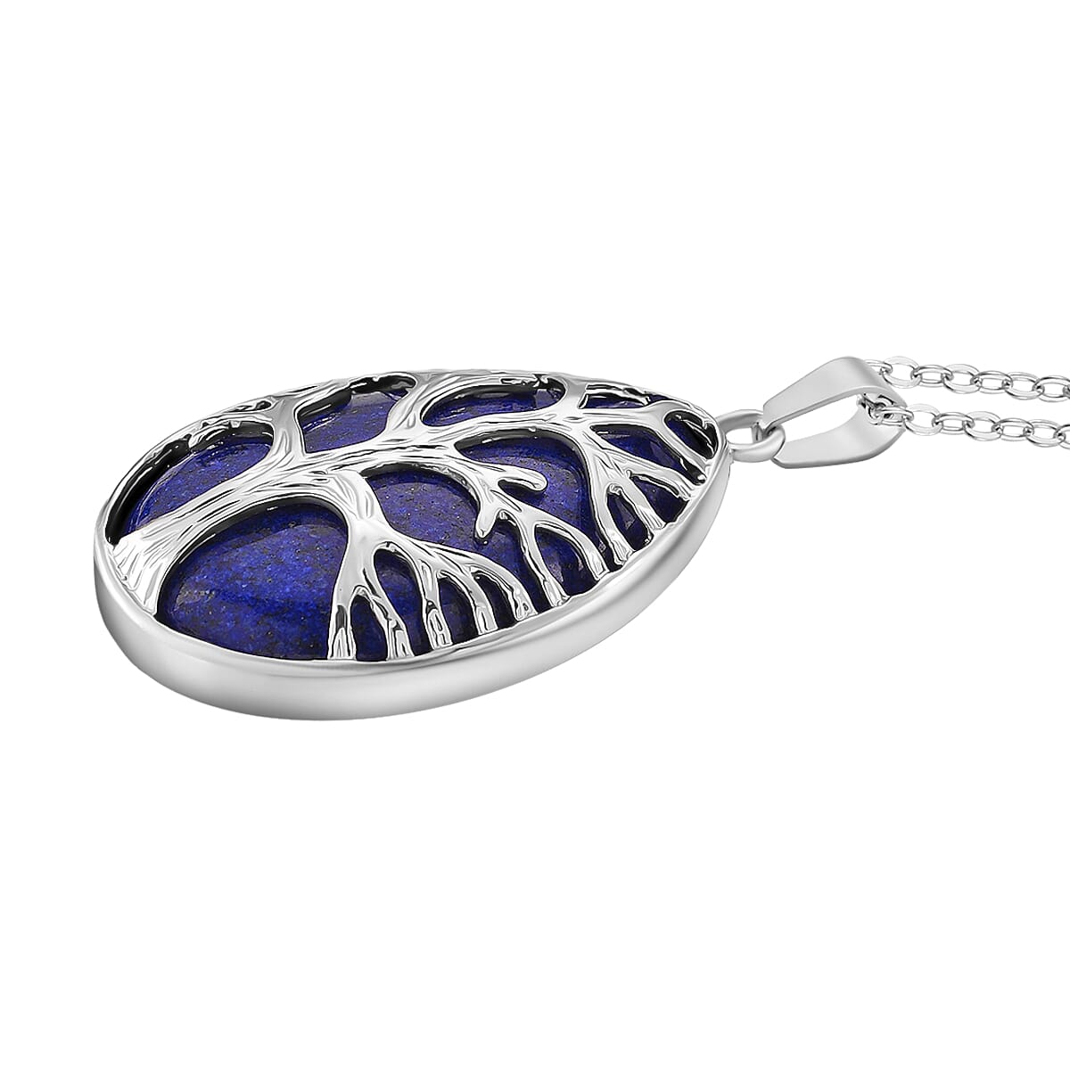 Lapis Lazuli Tree of Life Pendant with Chain (Size 20+2 Ext) 22.00 Ct.(35x25) V32513772 4