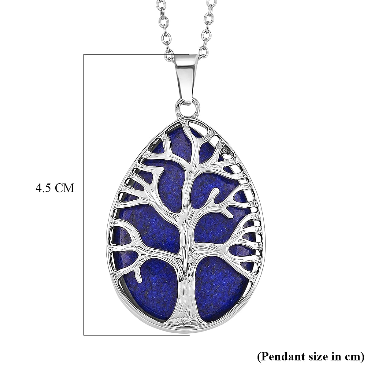 Lapis Lazuli Tree of Life Pendant with Chain (Size 20+2 Ext) 22.00 Ct.(35x25) V32513772 7