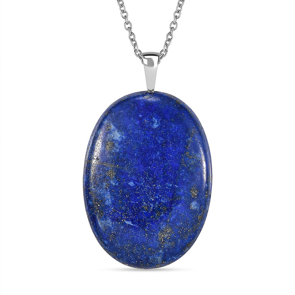 Lapis Lazuli Sterling Silver Pendant with Chain (Size - 20) 53.25 Ct.