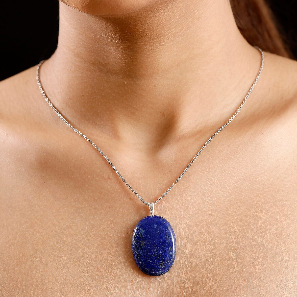Lapis Lazuli Sterling Silver Pendant with Chain (Size - 20) 53.25 Ct. 4322328 2