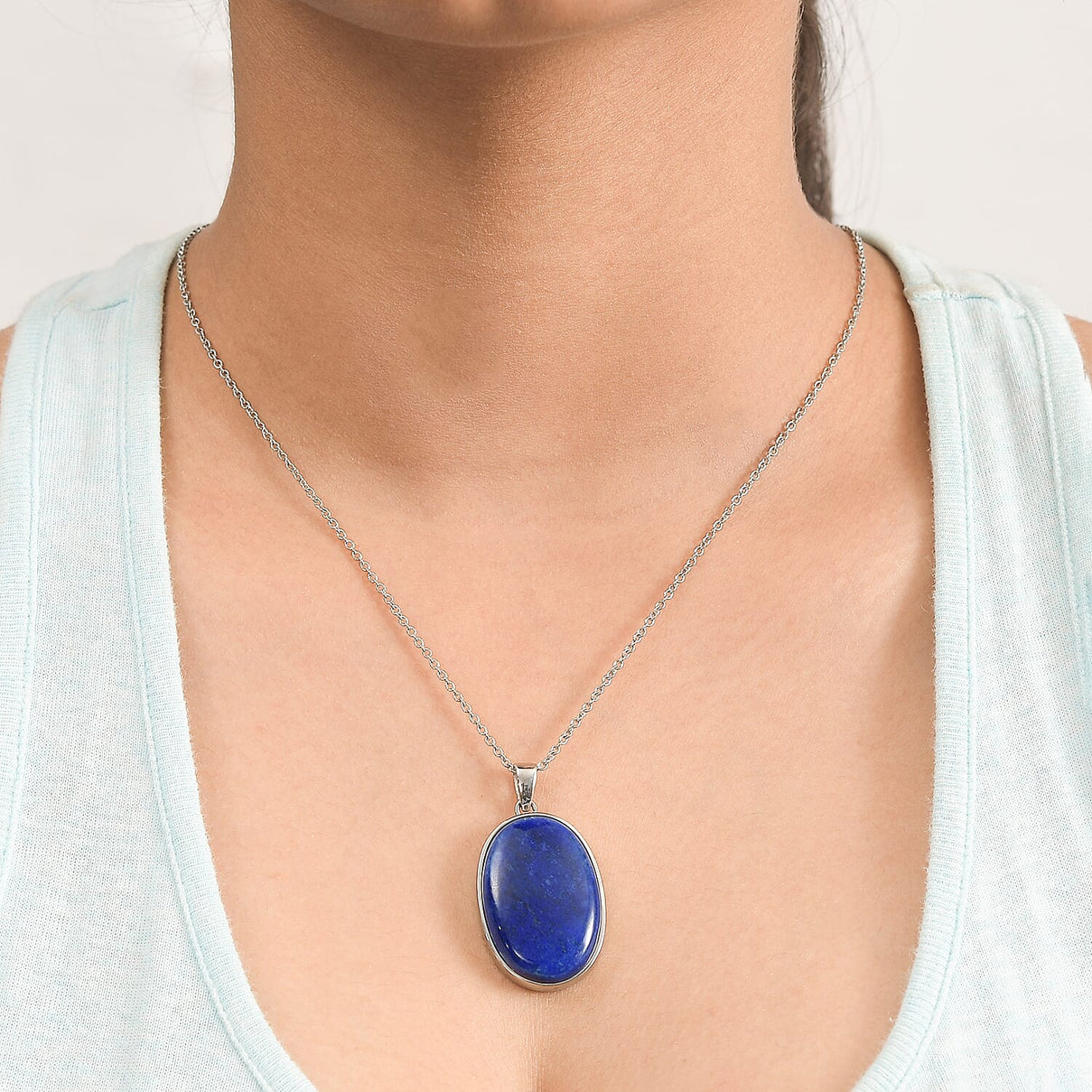 Lapis Lazuli Solitaire Pendant with Chain (Size 20) 30.00 Ct. 4290161 2