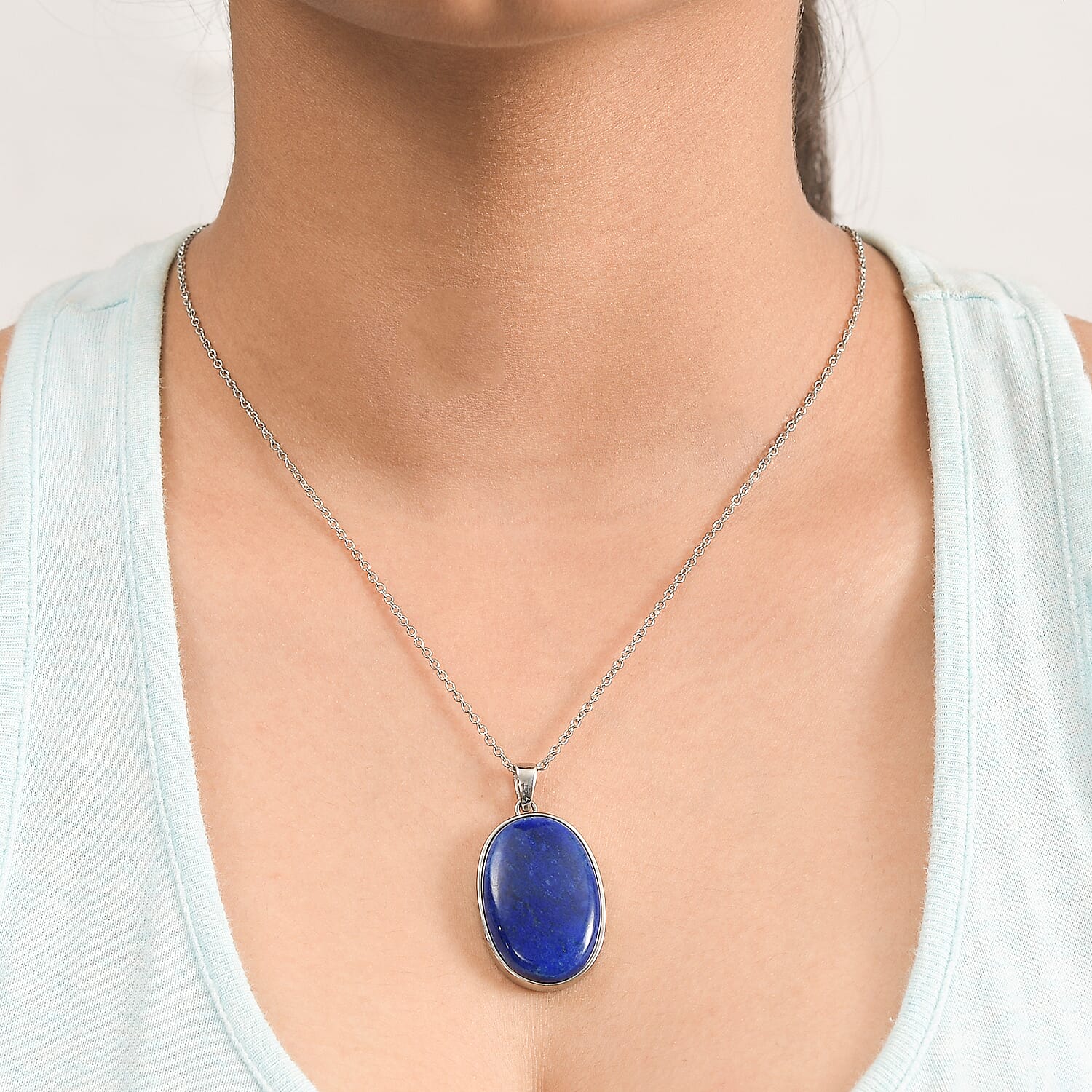 Lapis Lazuli Solitaire Pendant with Chain (Size 20) 30.00 Ct. 4290161 2