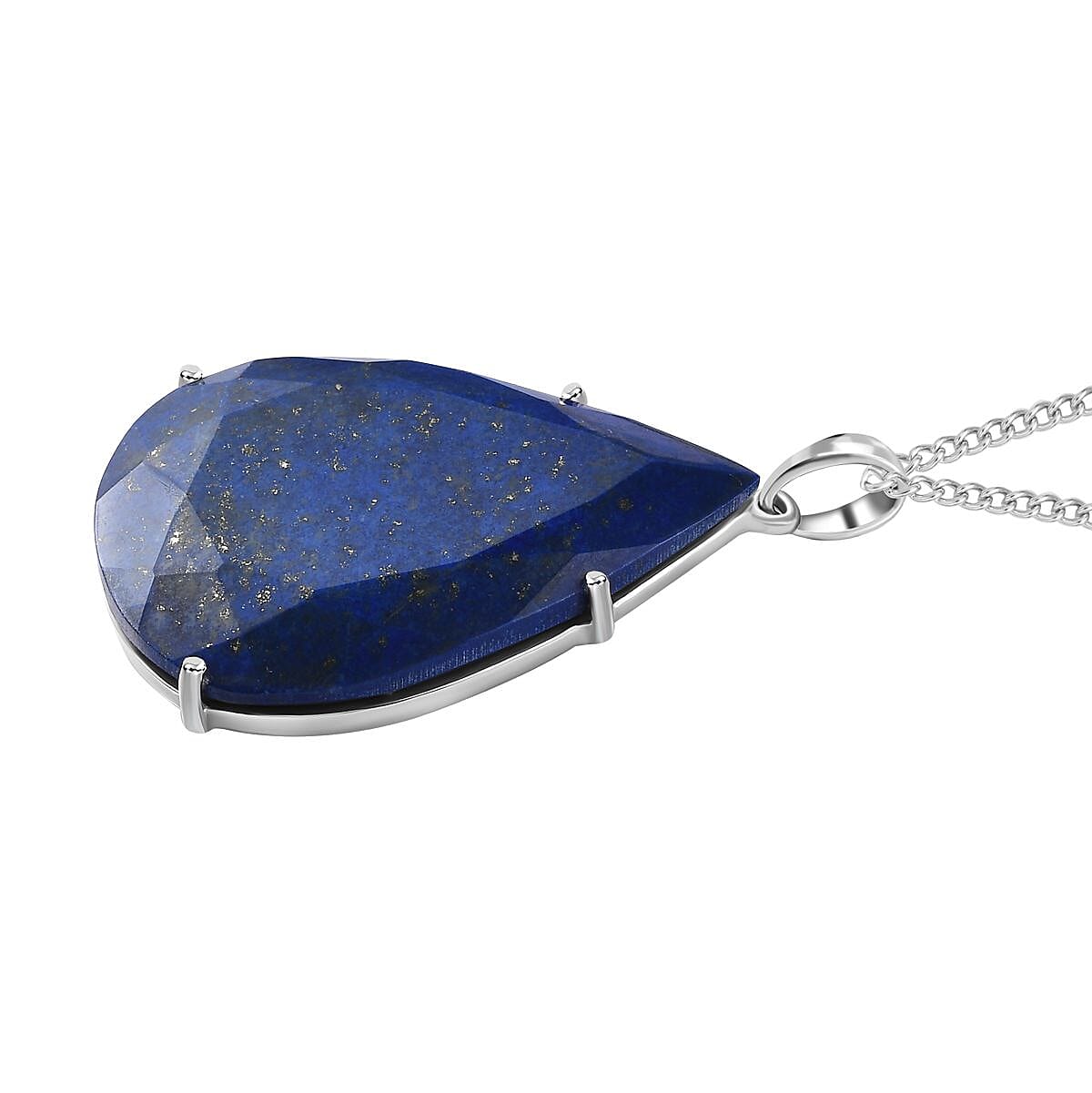First Time Ever- Lapis Lazuli  Pendant with Chain (Size 20) in Platinum Overlay Sterling Silver 103.00 Ct, Silver Wt 12.25 GM 4251992 3