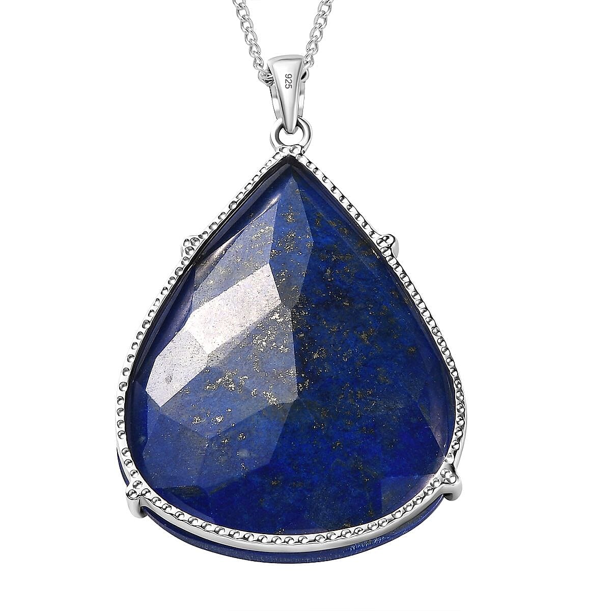 First Time Ever- Lapis Lazuli  Pendant with Chain (Size 20) in Platinum Overlay Sterling Silver 103.00 Ct, Silver Wt 12.25 GM 4251992 4