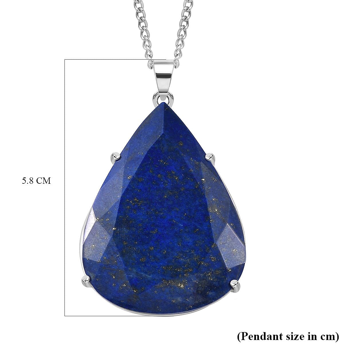 First Time Ever- Lapis Lazuli  Pendant with Chain (Size 20) in Platinum Overlay Sterling Silver 103.00 Ct, Silver Wt 12.25 GM 4251992 6