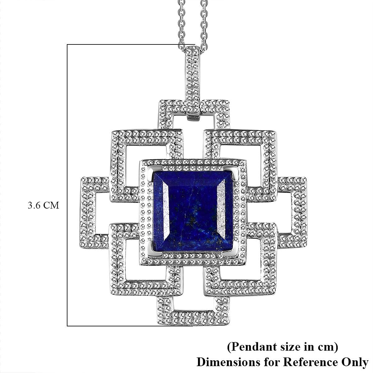 Lapis Lazuli Pendant with Chain (Size 20) in Platinum Overlay Sterling Silver 9.00 Ct, Silver Wt. 6.90 Gms 4253689 5