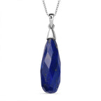 Lapis Lazuli Drop Pendant with Chain (Size 20) in Platinum Overlay Sterling Silver 21.00 Ct.
