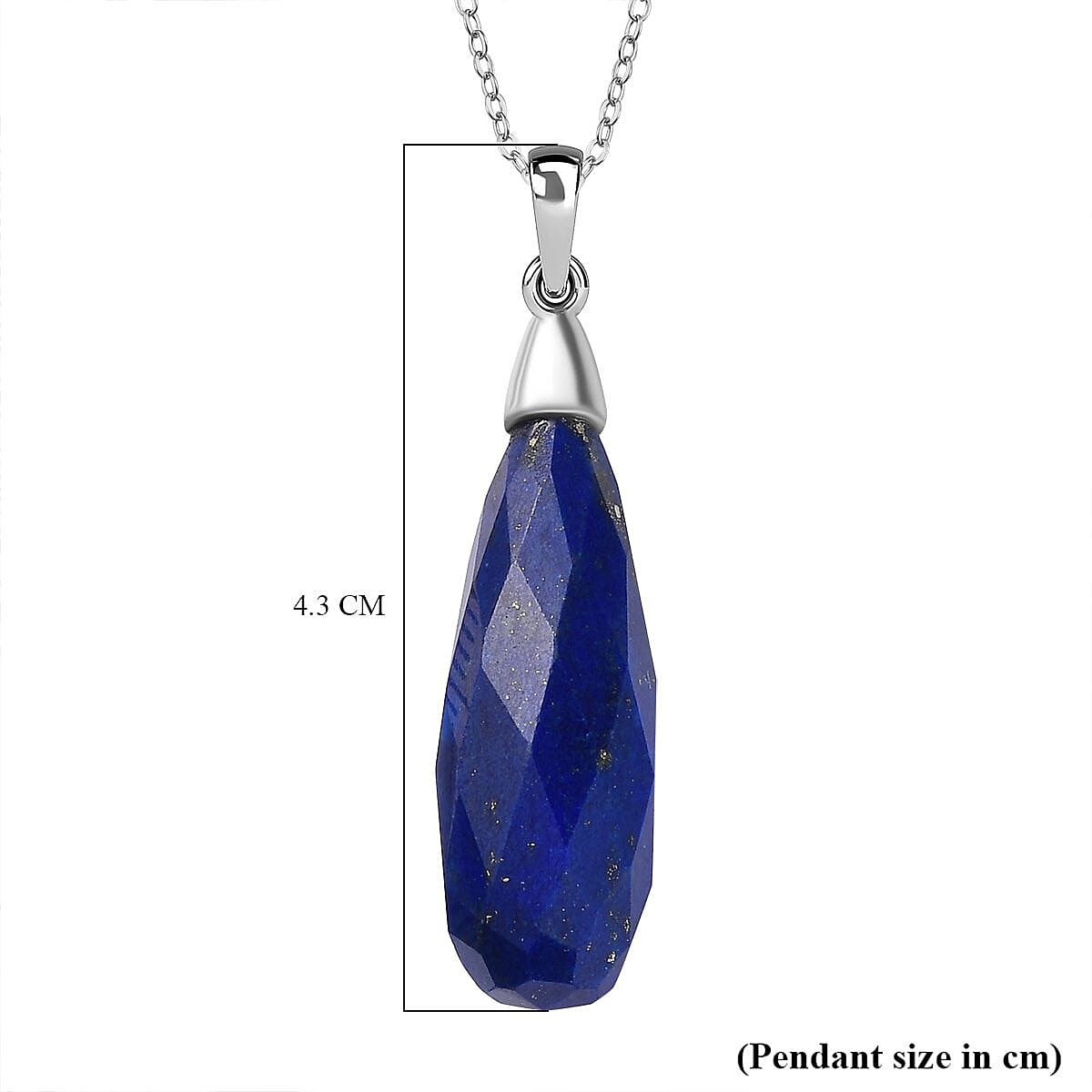 Lapis Lazuli Drop Pendant with Chain (Size 20) in Platinum Overlay Sterling Silver 21.00 Ct. 4259725 4