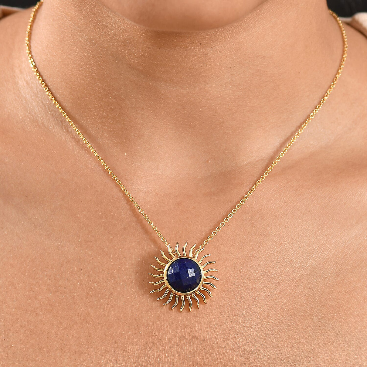 Natural Lapis Lazuli Sun Pendant with Chain (Size 20) 6.00 Ct. 4402860 2