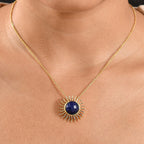 Natural Lapis Lazuli Sun Pendant with Chain (Size 20) 6.00 Ct.