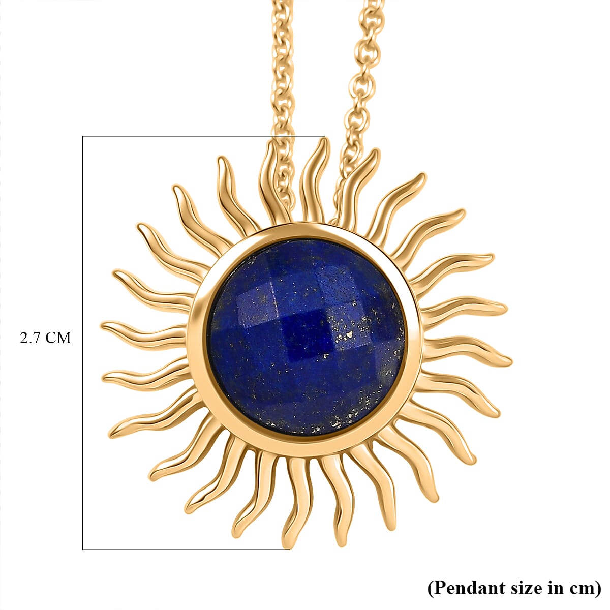 Natural Lapis Lazuli Sun Pendant with Chain (Size 20) 6.00 Ct. 4402860 7