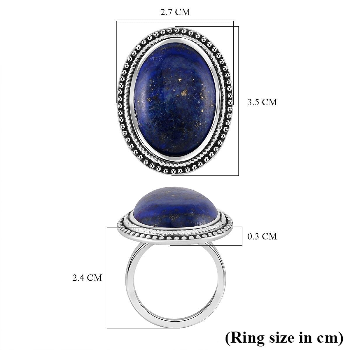 Lapis Lazuli Oval Shape Ring with Oxidized 50.00 Ct. 7678724 5