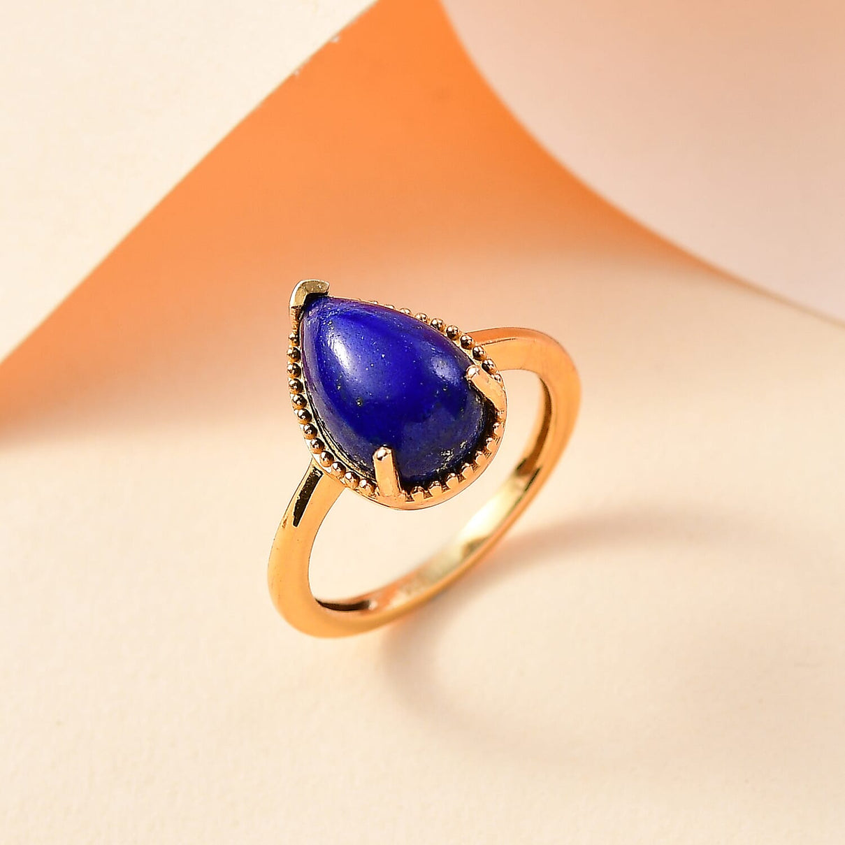 Lapis Lazuli Solitaire Ring In Gold Overlay Sterling Silver  4.455  Ct. 7892508 1