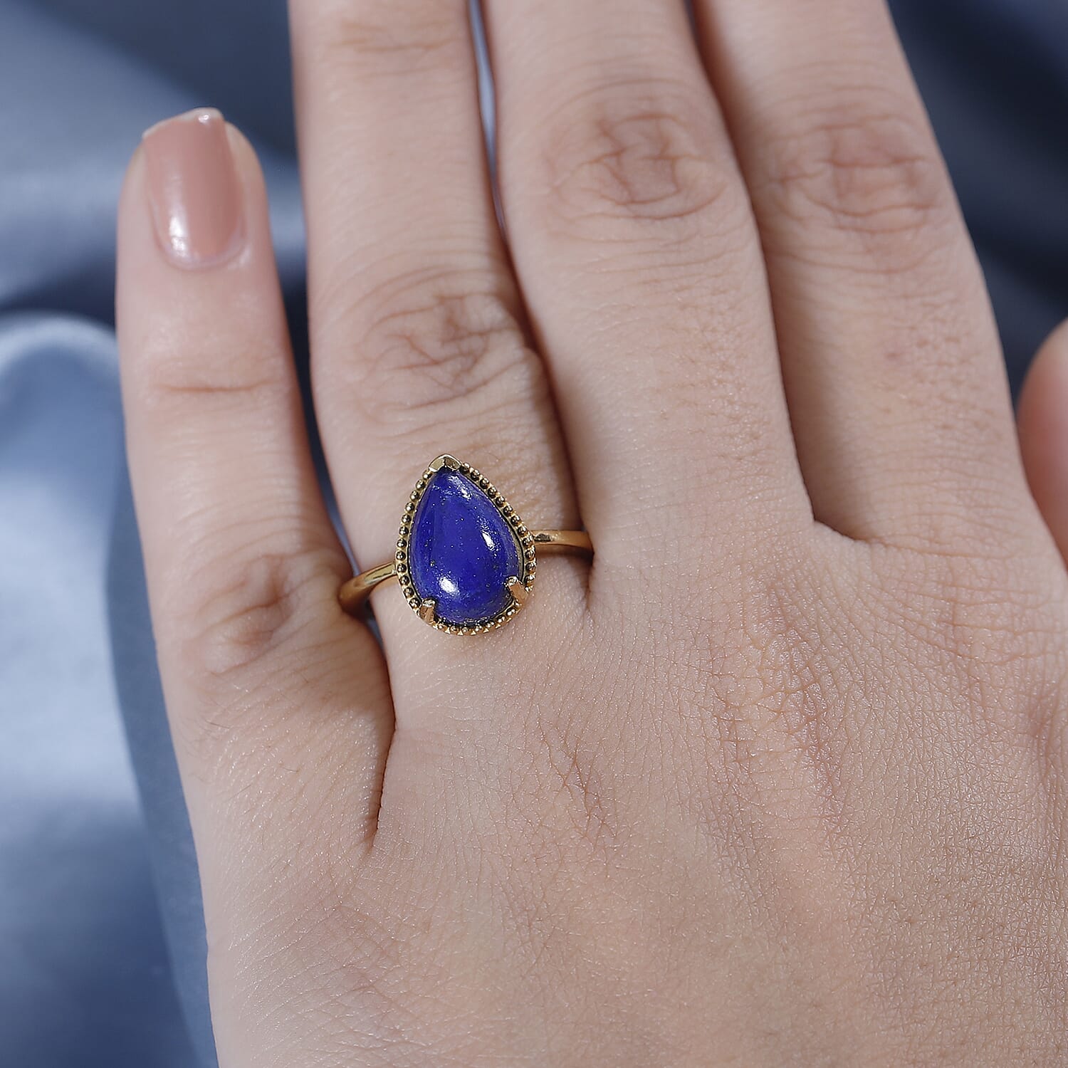 Lapis Lazuli Solitaire Ring In Gold Overlay Sterling Silver  4.455  Ct. 7892508 2