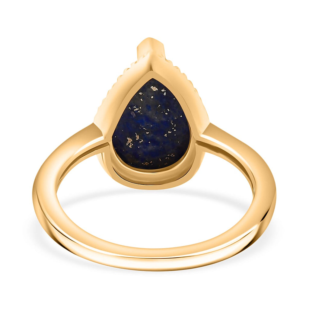 Lapis Lazuli Solitaire Ring In Gold Overlay Sterling Silver  4.455  Ct.