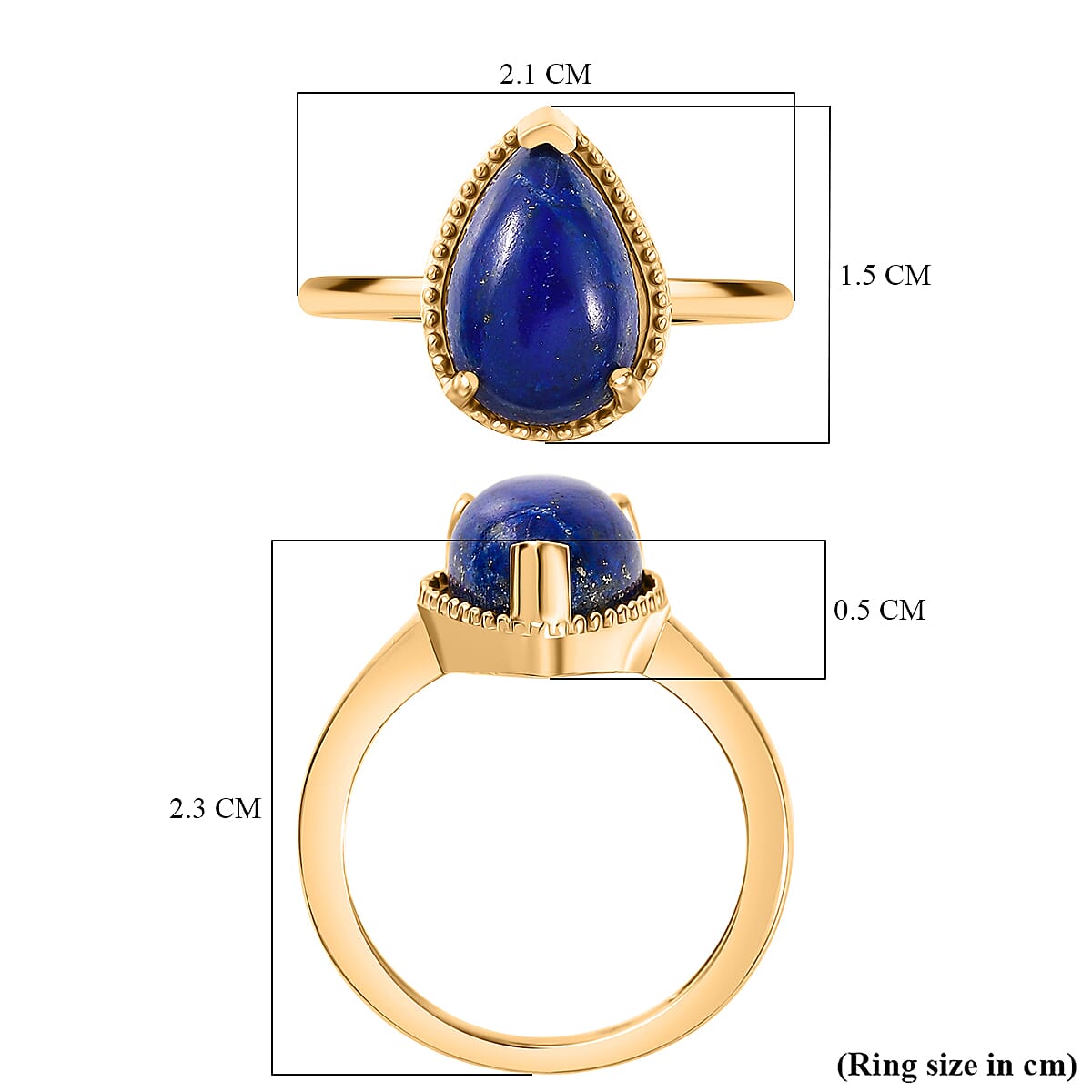 Lapis Lazuli Solitaire Ring In Gold Overlay Sterling Silver  4.455  Ct. 7892508 5