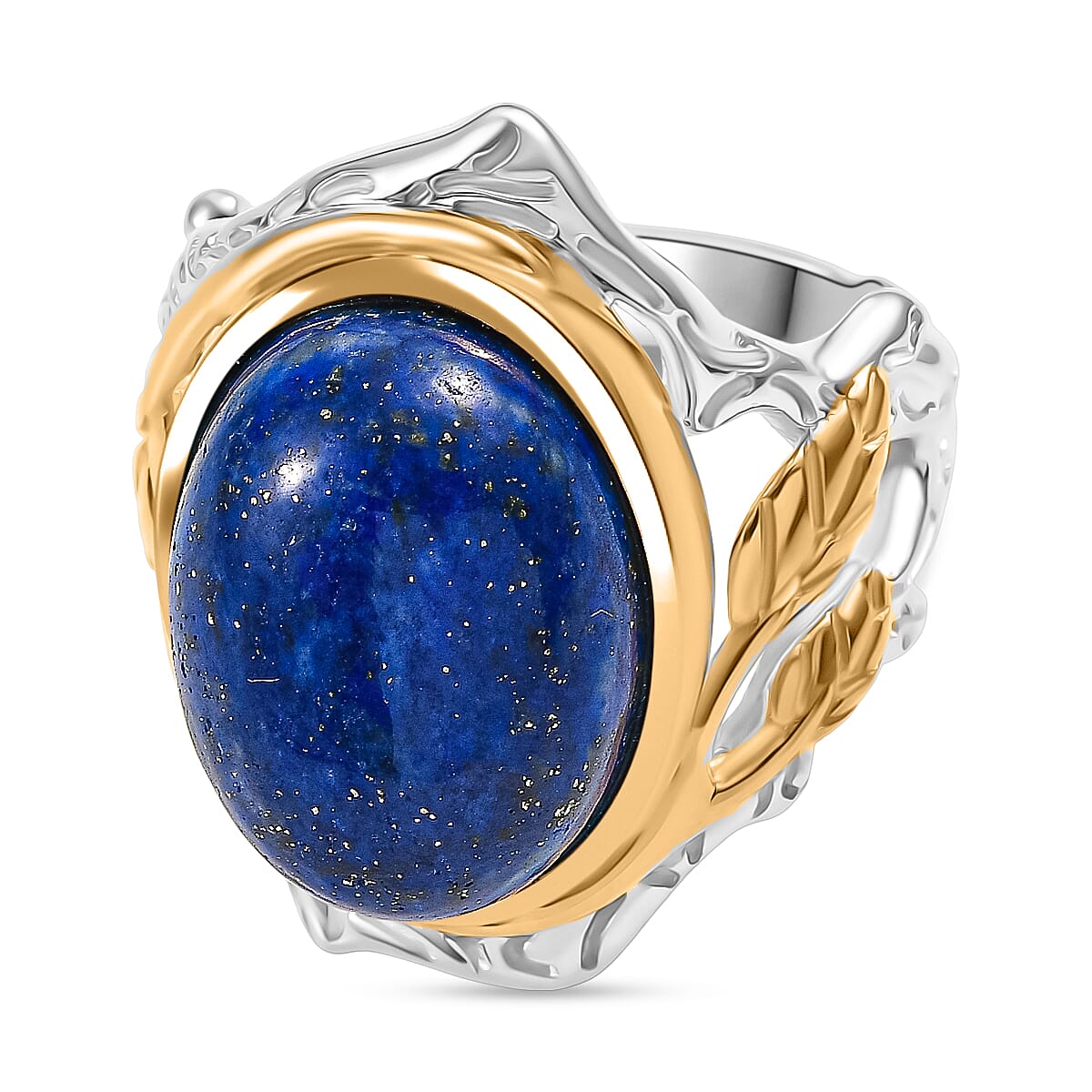 Designer Inspired Lapis Lazuli Two Tone Organic Leaf Ring 9.49 Ct. 8155498 0