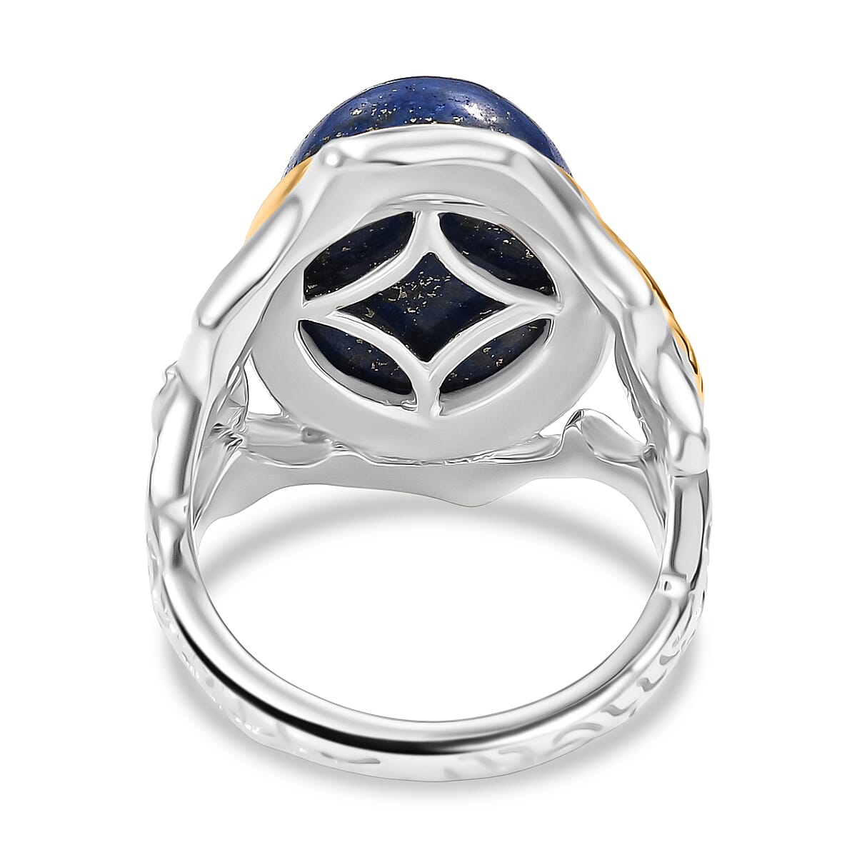 Designer Inspired Lapis Lazuli Two Tone Organic Leaf Ring 9.49 Ct. 8155498 4