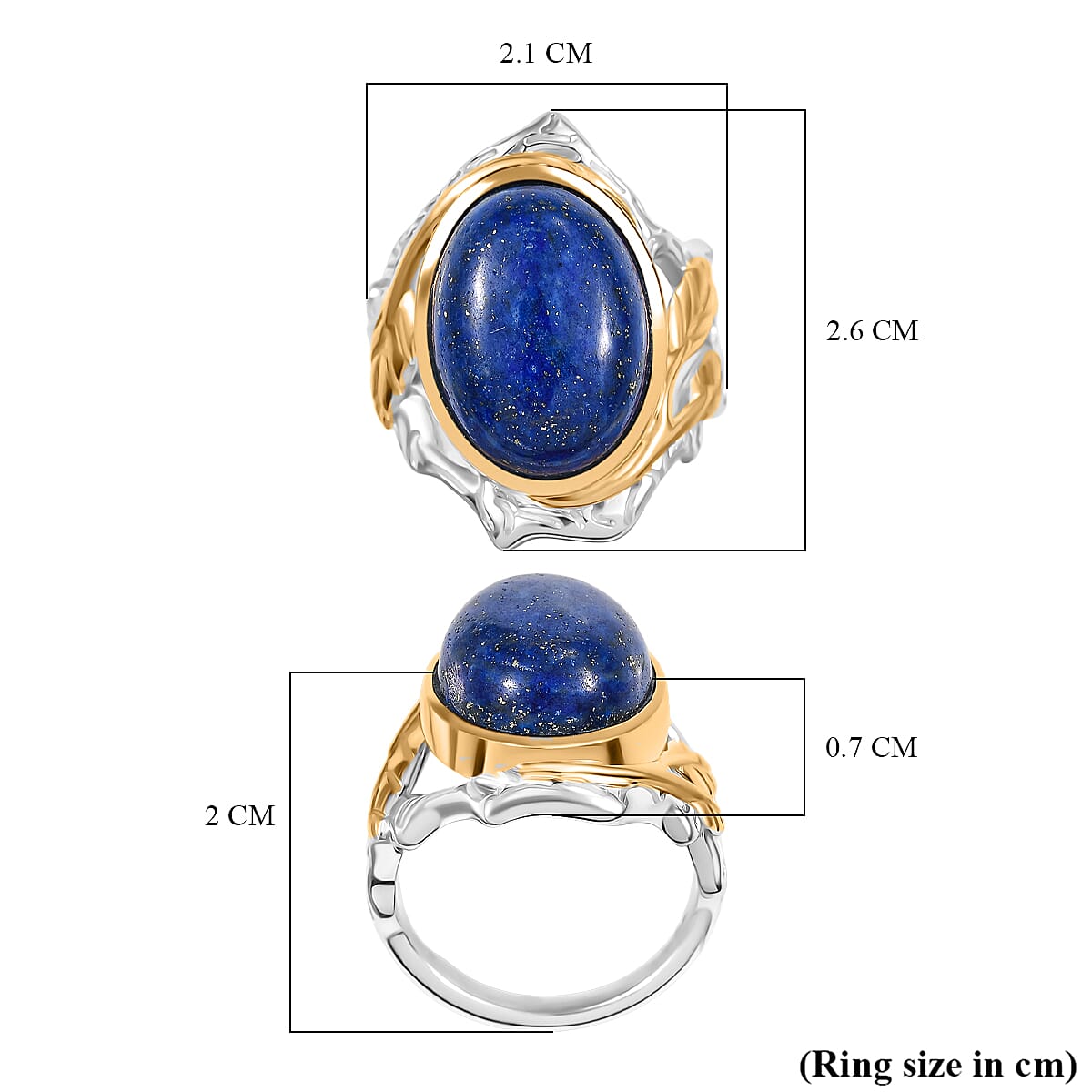 Designer Inspired Lapis Lazuli Two Tone Organic Leaf Ring 9.49 Ct. 8155498 5