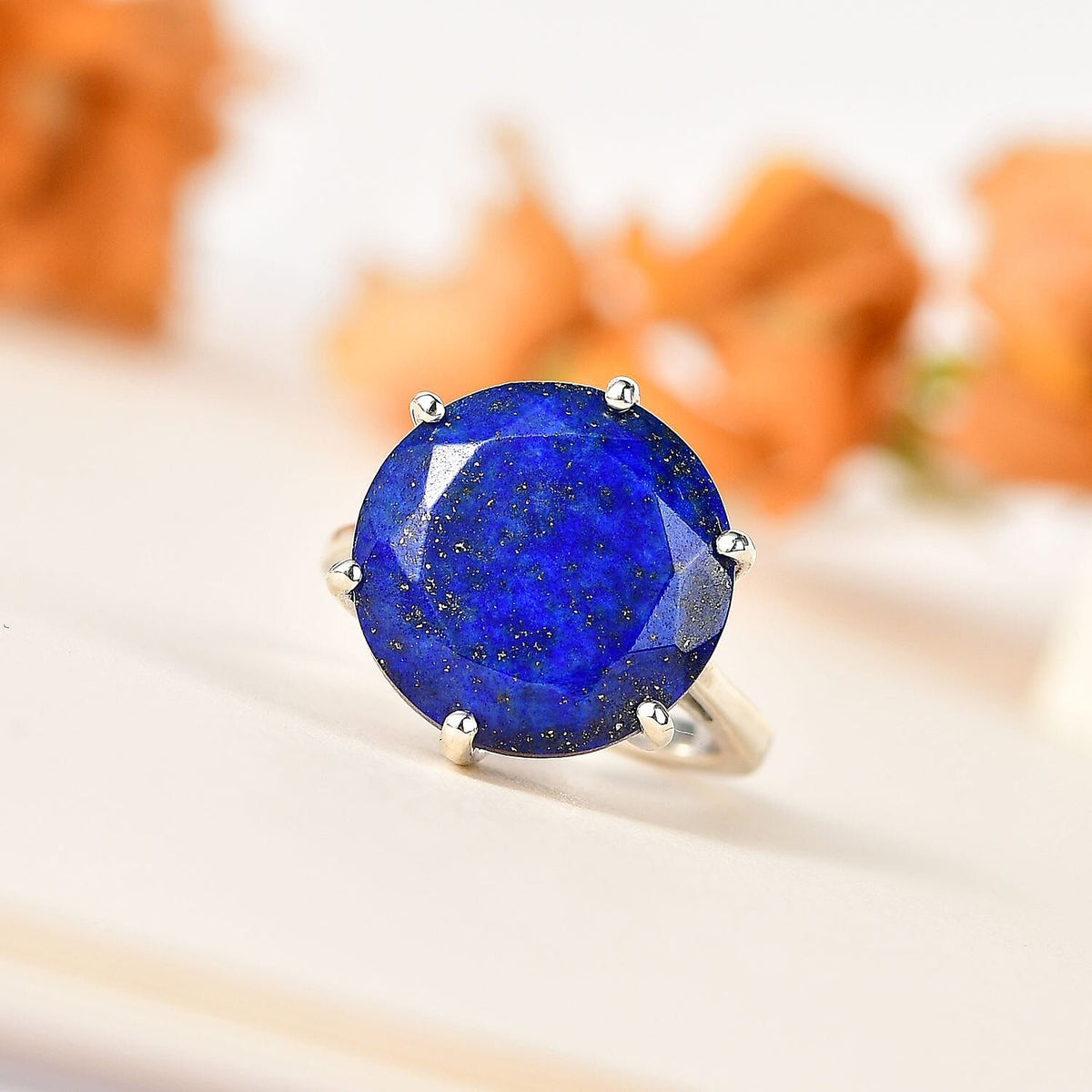 Lapis Lazuli Solitaire Ring in Platinum Overlay Sterling Silver 11.40  Ct. 7735877 1