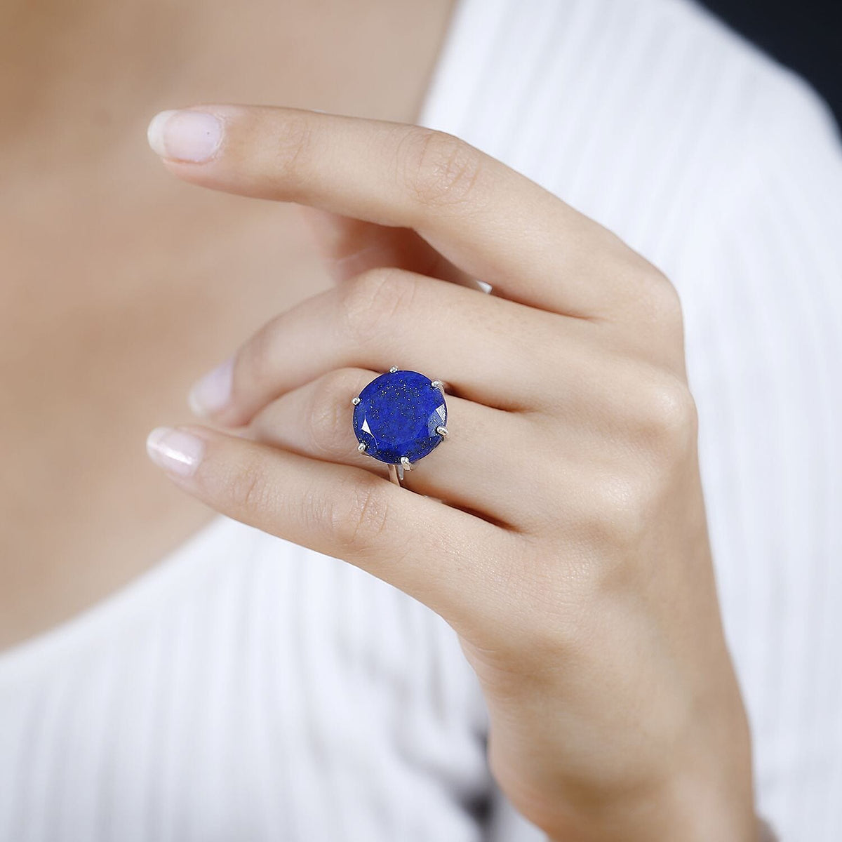Lapis Lazuli Solitaire Ring in Platinum Overlay Sterling Silver 11.40  Ct. 7735877 2
