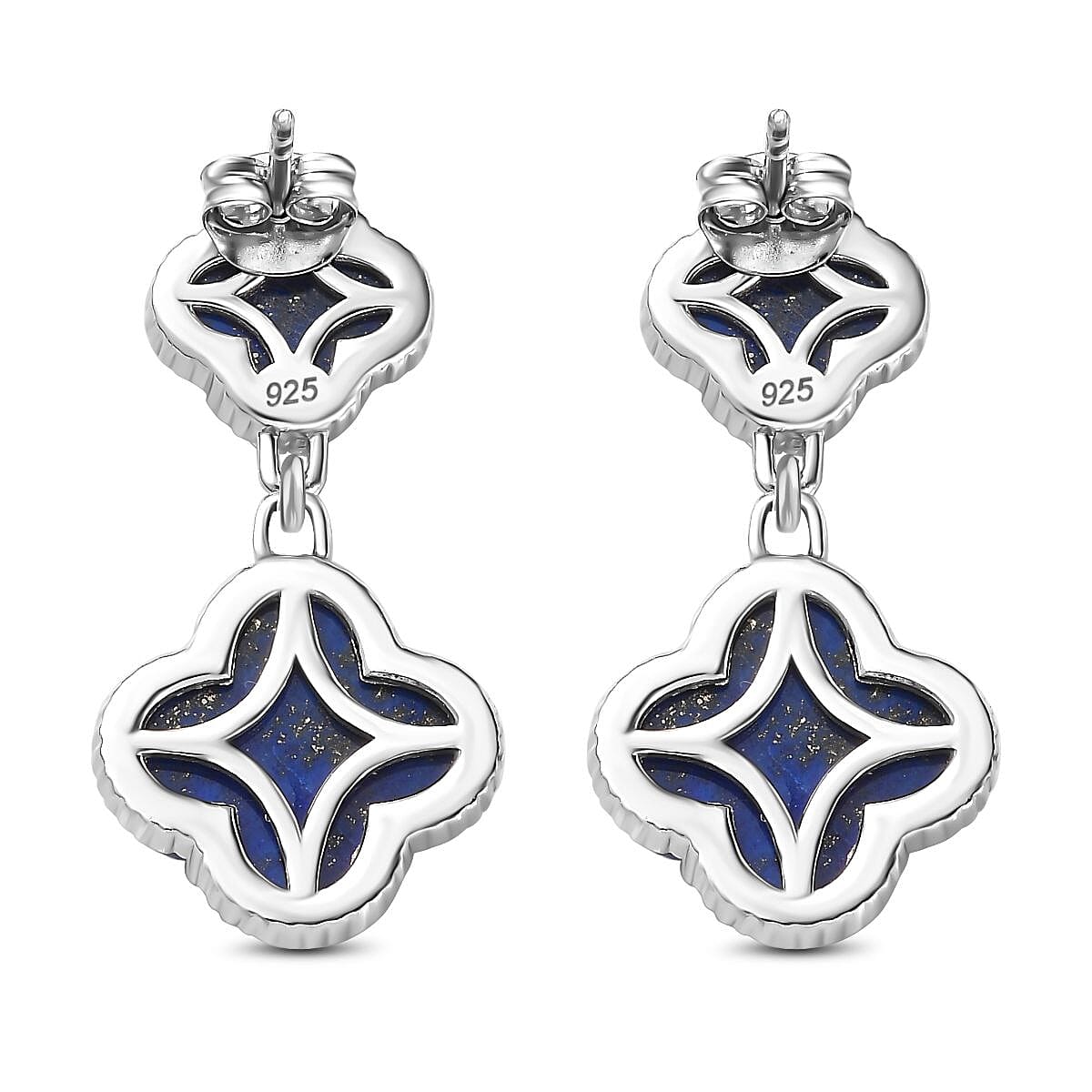 Lapis Lazuli Solitaire Push Post Dangle Earrings in Platinum Overlay Sterling Silver 8.00 ct  21.920  Ct. 7727051 5