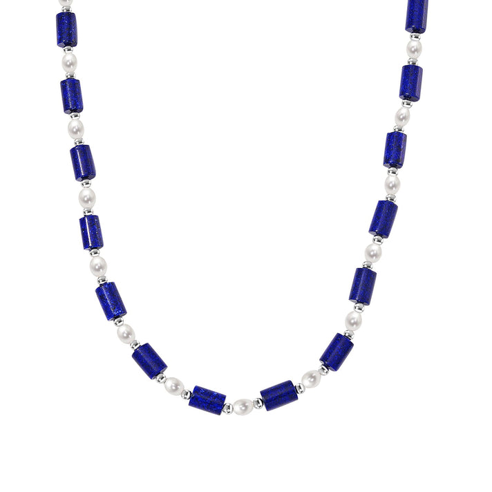 Lapis Lazuli &amp; White Fresh Water Pearl Necklace (Size - 18-2 Ext) With Lobster Clasp 150.00 Ct. V32673058 1