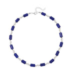 Lapis Lazuli & White Fresh Water Pearl Necklace (Size - 18-2 Ext) With Lobster Clasp 150.00 Ct.