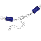 Lapis Lazuli & White Fresh Water Pearl Necklace (Size - 18-2 Ext) With Lobster Clasp 150.00 Ct.