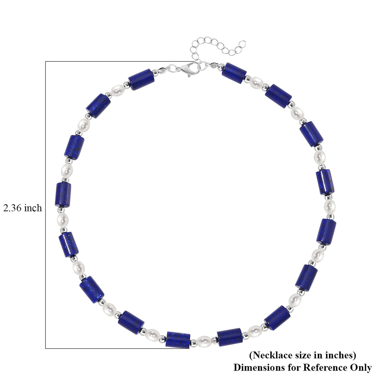 Lapis Lazuli &amp; White Fresh Water Pearl Necklace (Size - 18-2 Ext) With Lobster Clasp 150.00 Ct. 7983597 6