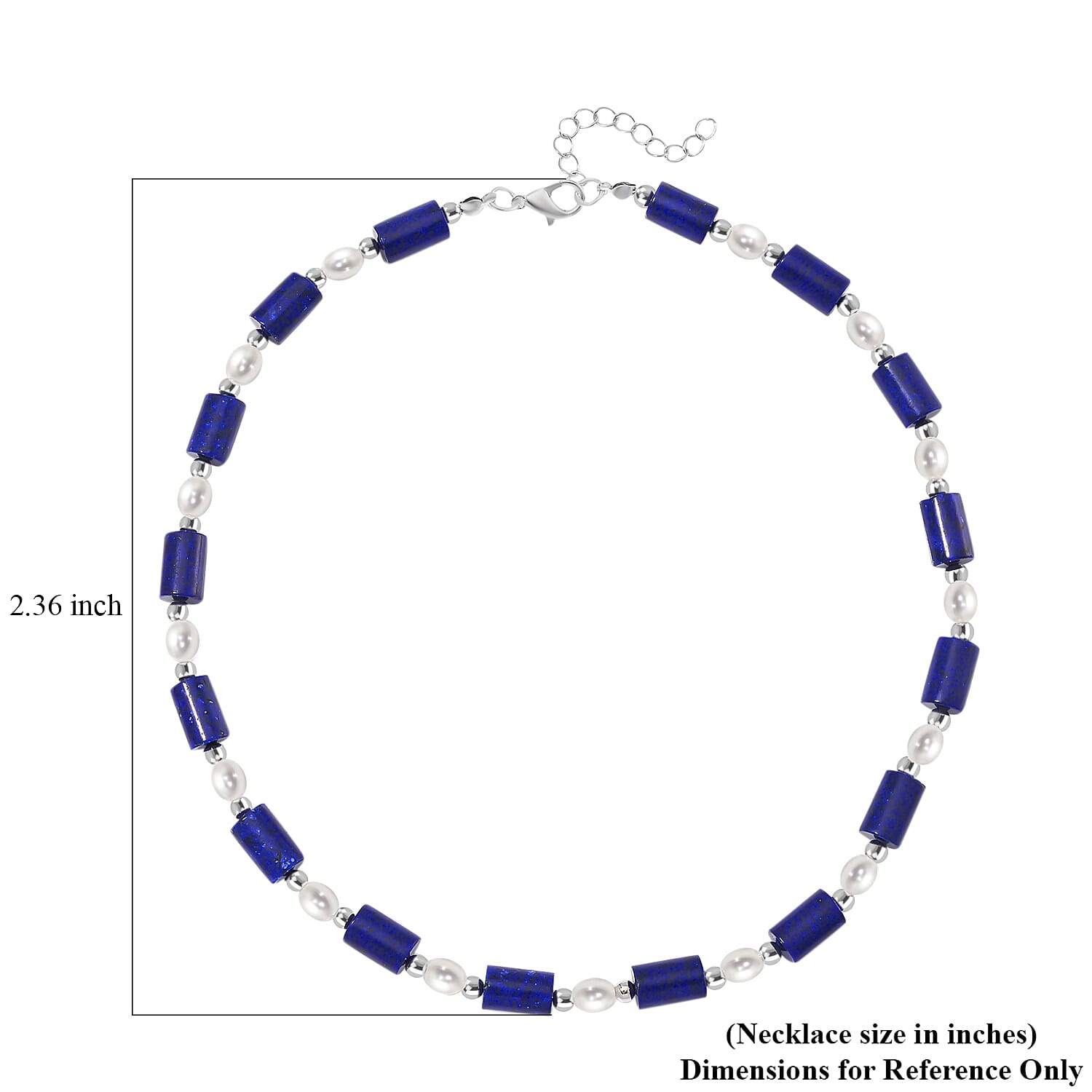 Lapis Lazuli &amp; White Fresh Water Pearl Necklace (Size - 18-2 Ext) With Lobster Clasp 150.00 Ct. 7983597 6