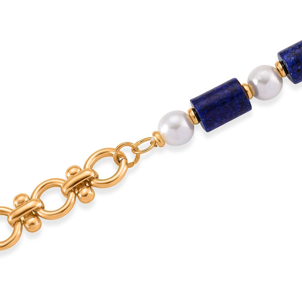 Lapis Lazuli &amp; White Shell Pearl Beads Necklace (Size - 20) 140.00 Ct. V32514495 4