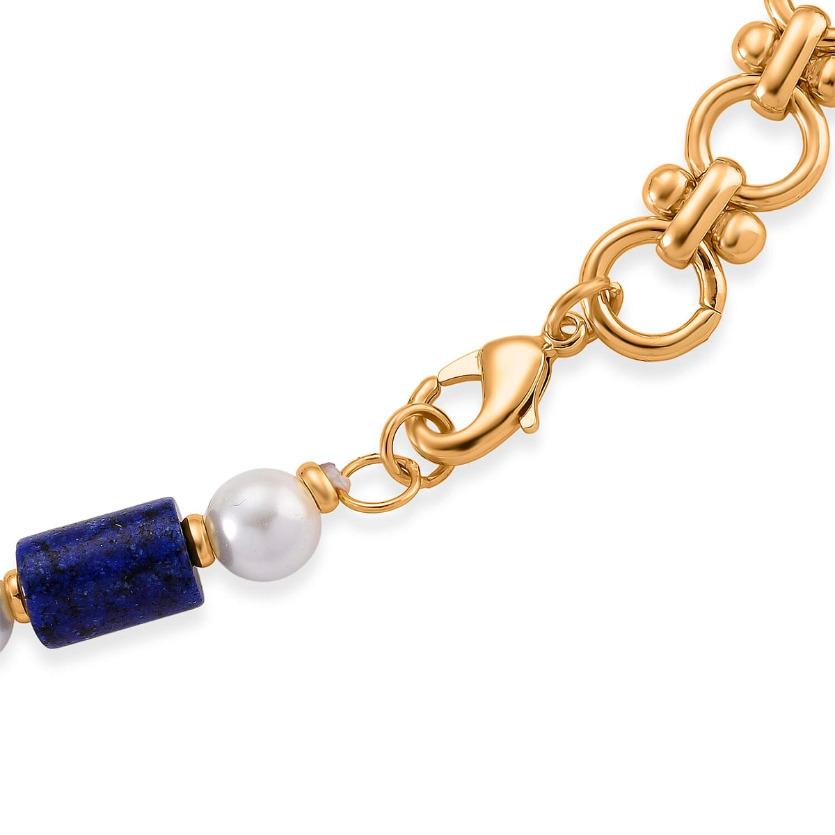 Lapis Lazuli &amp; White Shell Pearl Beads Necklace (Size - 20) 140.00 Ct. V32514495 5