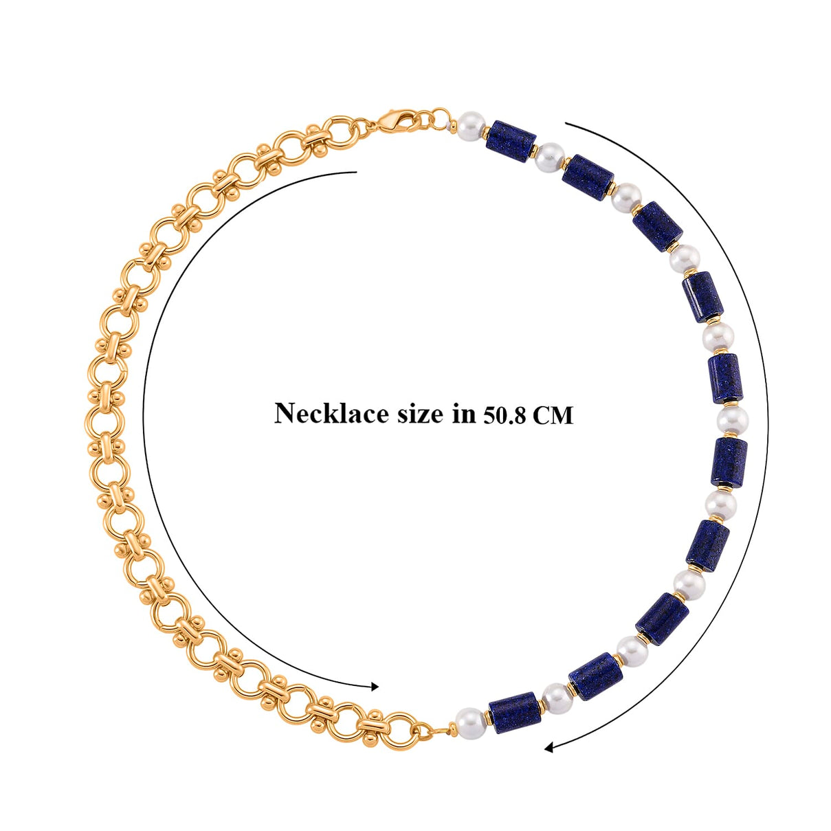 Lapis Lazuli &amp; White Shell Pearl Beads Necklace (Size - 20) 140.00 Ct. V32514495 6