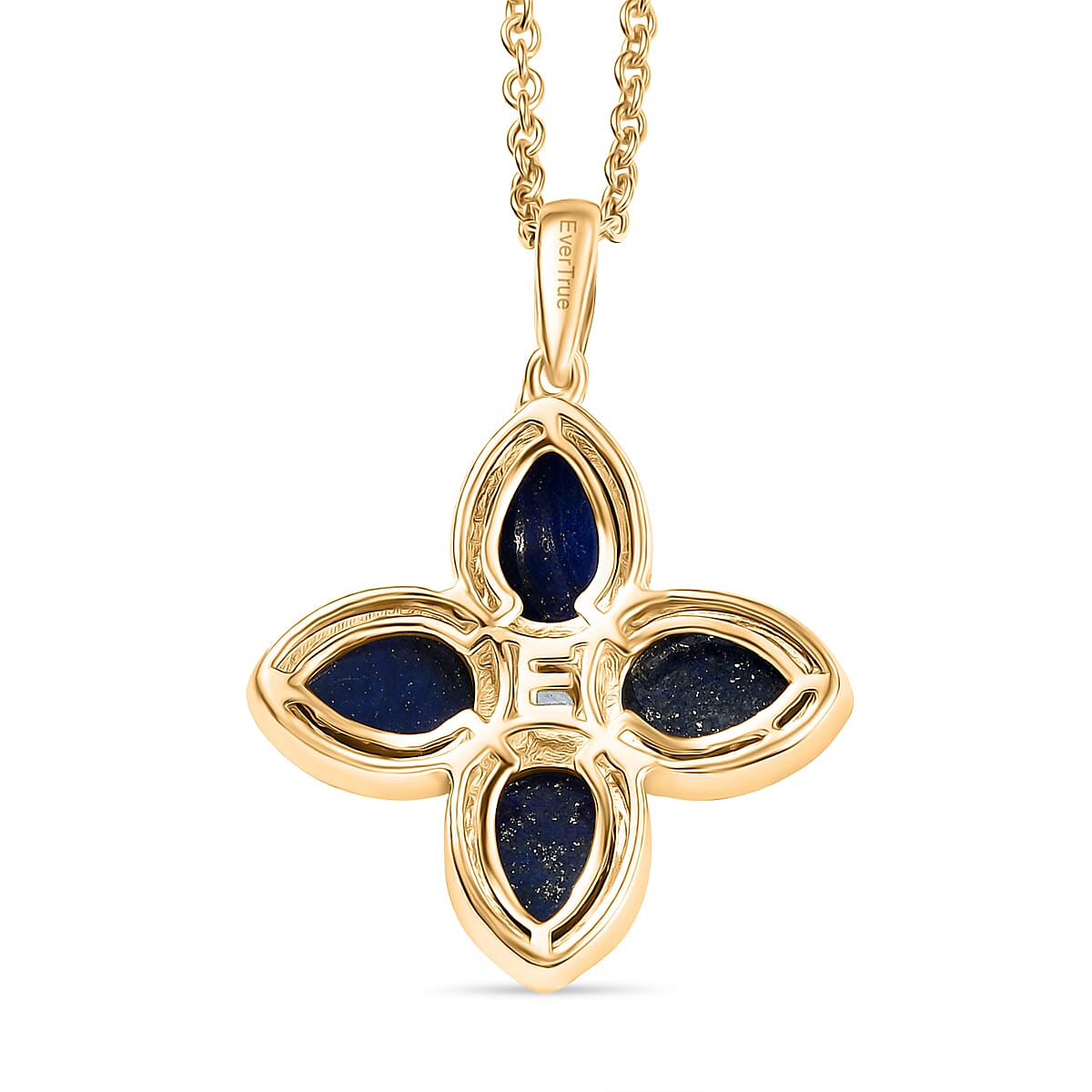 Lapis Lazuli &amp; White Zircon Pendant with Chain (Size 20) in Yellow Gold Plating 6.55 Ct. 4402855 5